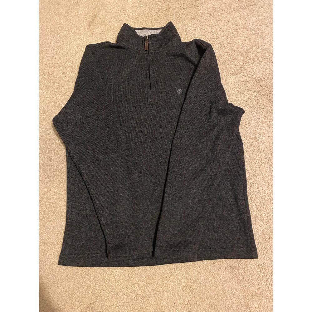 IZOD Men’s Quarter Zip Fleece Sweater Gray Pullover Long Sleeve Size S Casual